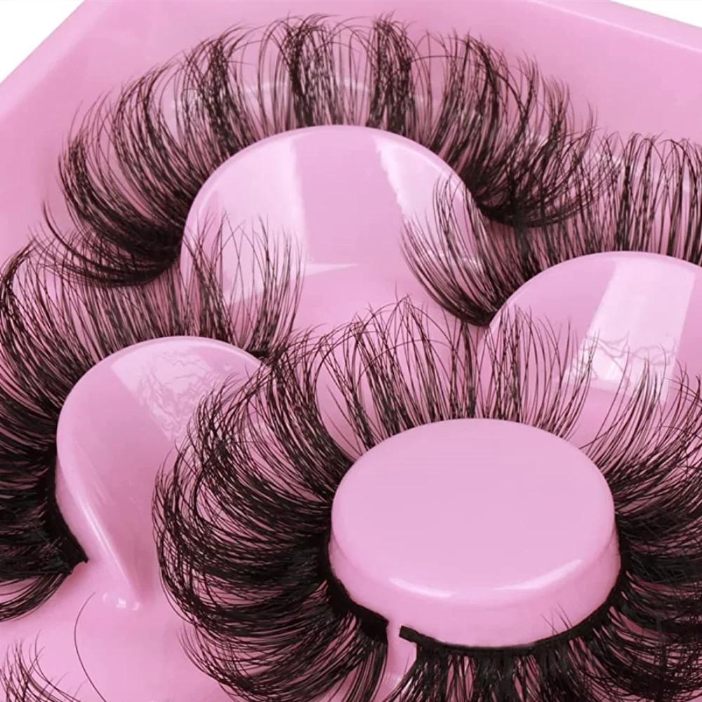 5 paires de cils en bande russe cils de vison moelleux 3D faux cils Volume russe cils faux cils Exte