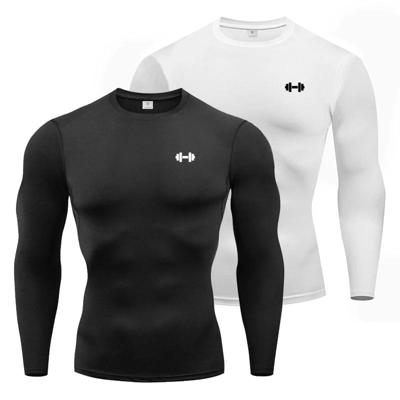 T-shirts de Compression hommes printemps à manches longues vêtements de Sport entraînement exercice