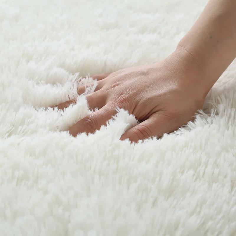 Tapis de hall moelleux blanc, tapis épaissi, antidérapant, salon moderne, chambre à coucher, décorat