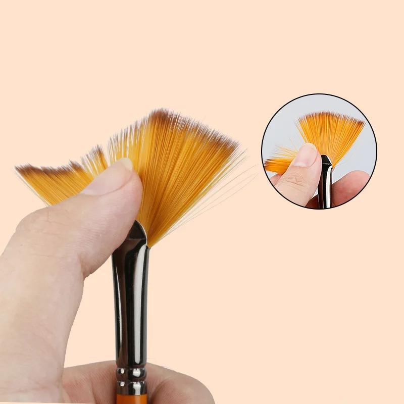 Brosse en forme d'éventail pour poterie, cheveux doux, bonne Absorption d'eau, bricolage, brosse de