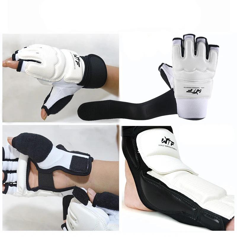 Gants de pied cuir taekwondo anneau Rotterdam protection karaté boxe arts martiaux enfant 1 ensemble