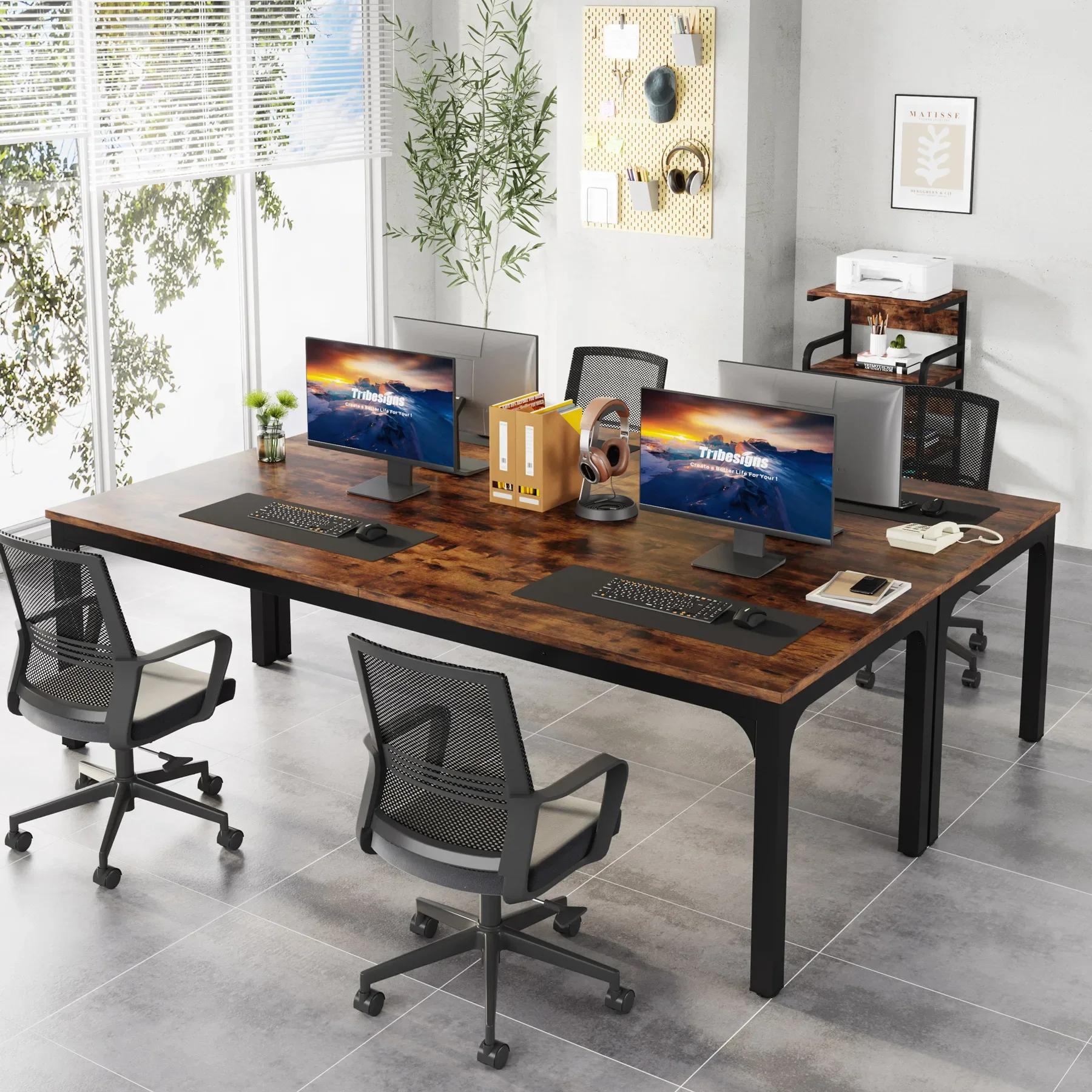 Tribesigns Bureau d'ordinateur extra long de 78,7 pouces Bureau pour 2 personnes, bureau double long
