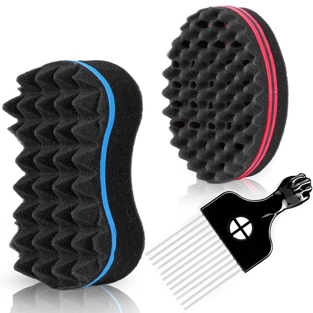 Ensemble d'éponges à cheveux torsadées magiques 3 pièces/ensemble, brosse éponge à gros trous pour c