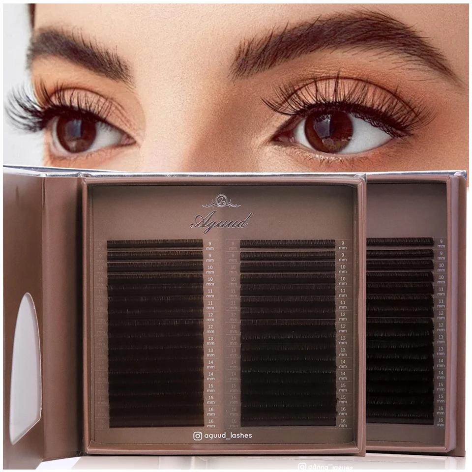AGUUD 32 rangées deux couleurs mélangées marron cils Premium couleur Caramel vison individuel cachem