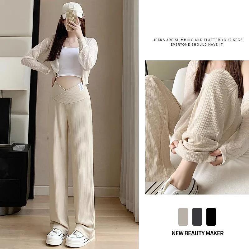 Pantalon d'été fin à jambes larges pour femmes enceintes, ALTERAbdomen, taille haute, fjGrossesse, p