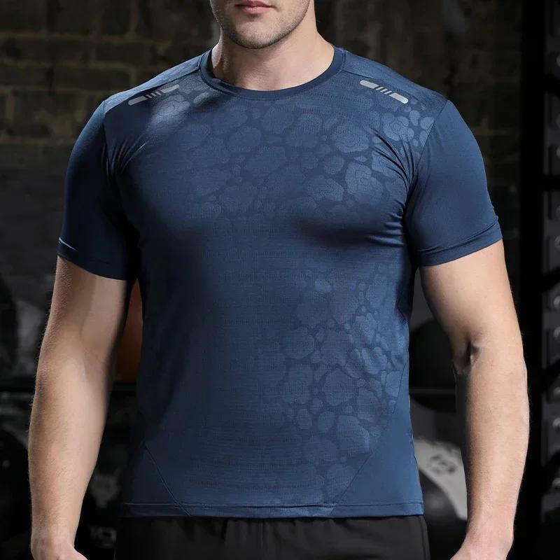 Hommes course Compression T-shirt coupe sèche à manches courtes Sport t-shirts mâle gymnase Fitness
