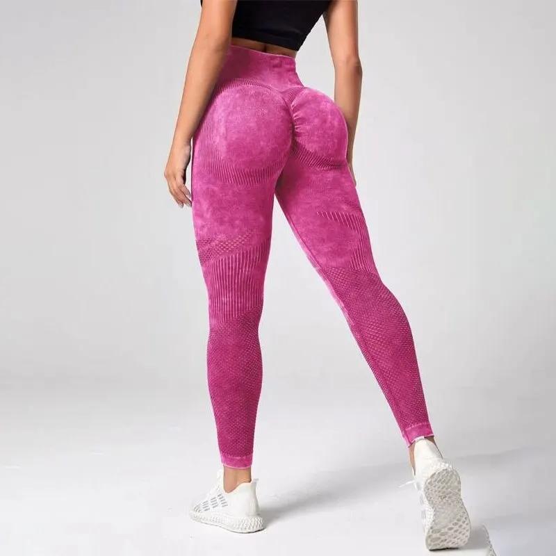 Leggings de sport de contrôle du ventre de teinture par nouage de base de yoga