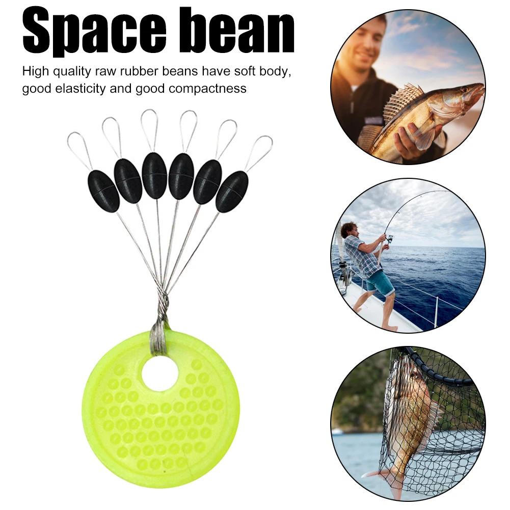 Ensemble de flotteurs de pêche en caoutchouc de silicone, bouchon nar, noir, haricot spatial, pêche