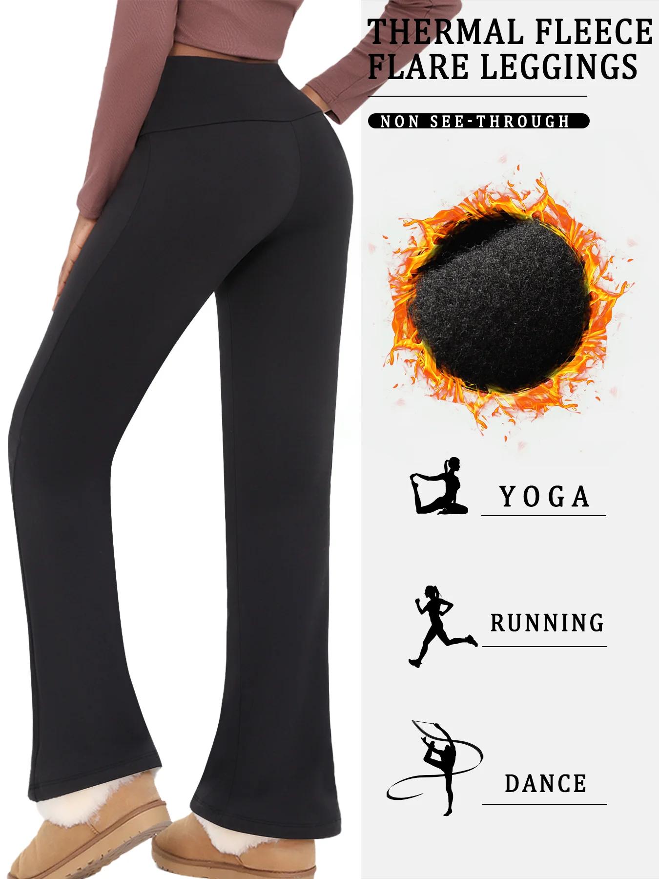 Leggings évasés en polaire taille haute pour femme – Pantalon bootcut super doux avec contrôle du ve