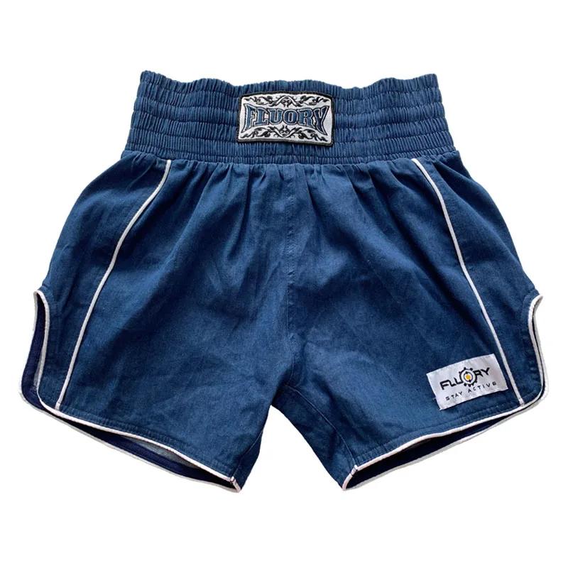 Short de boxe Floury, combinaison d'entraînement Muay Thai, pantalon de combat, short en Denim pour