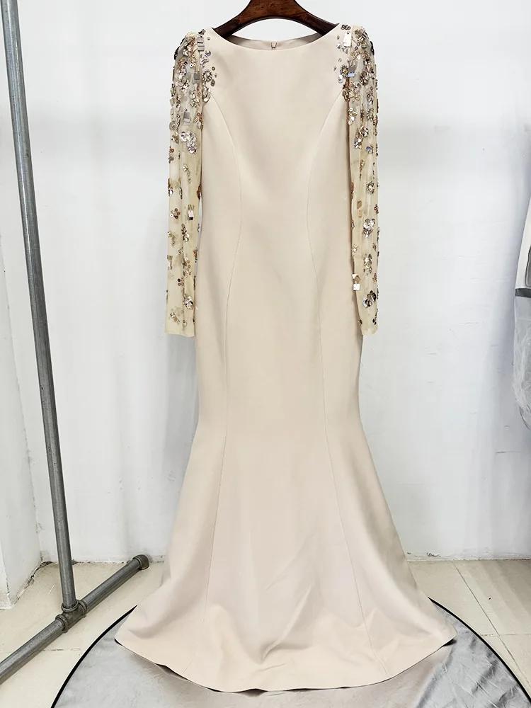 HIGH STREET Nouvelle Collection 2026 Robe Longue de Soirée Designer pour Femme, à Manches Longues, e