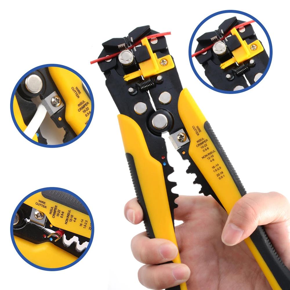Pince à sertir multifonctionnelle, coupe-câble réglable, dénudeur automatique de fil, outil à main T