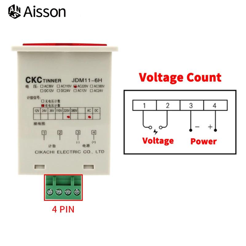 Compteur numérique électronique à 6 chiffres, affichage AC100-240V DC 12-24V 36V, compte de poinçon