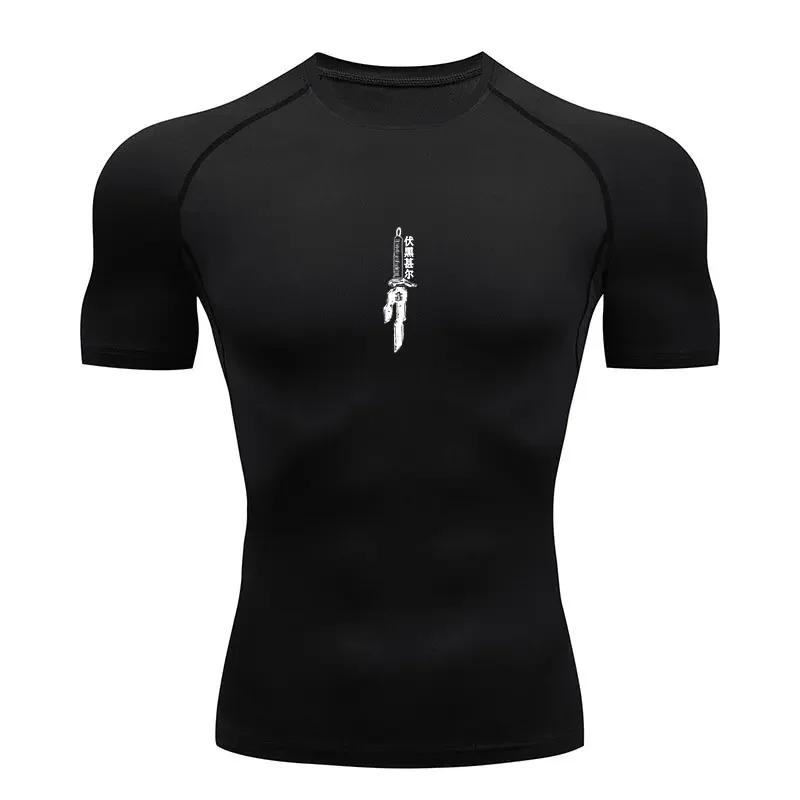 Anime Jujutsu Kaisen chemise de Compression hommes Fitness Gym Sport course T-Shirt Rashgard hauts T
