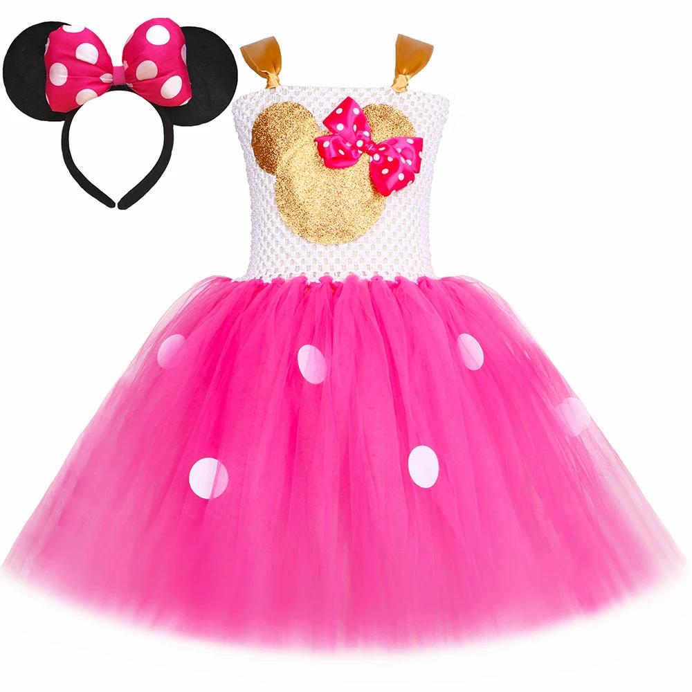 Filles rose rouge Minnie Tutu robe Costume à pois enfant en bas âge filles fantaisie princesse habil