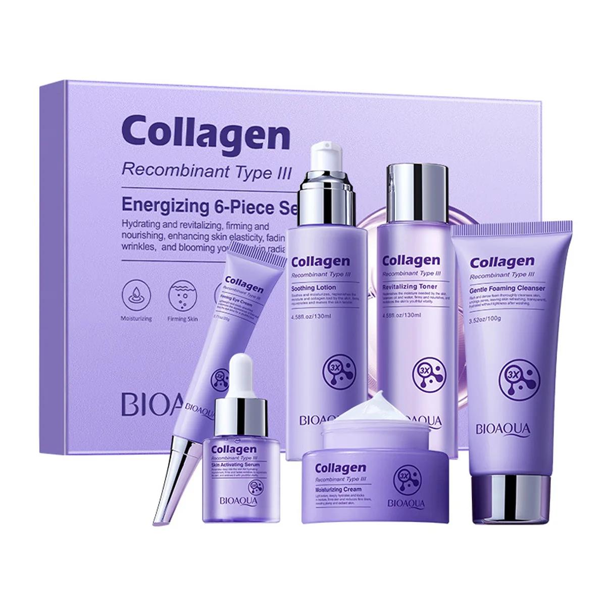 Soins de la peau Anti-rides, ensemble de Six pièces au collagène, Anti-âge et raffermissant, y compr
