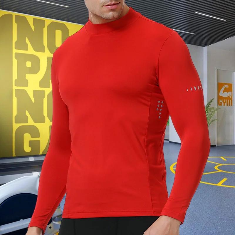 Hommes Compression Sport hauts cols hauts élasticité respirant T-Shirt salle de Sport course sweat F