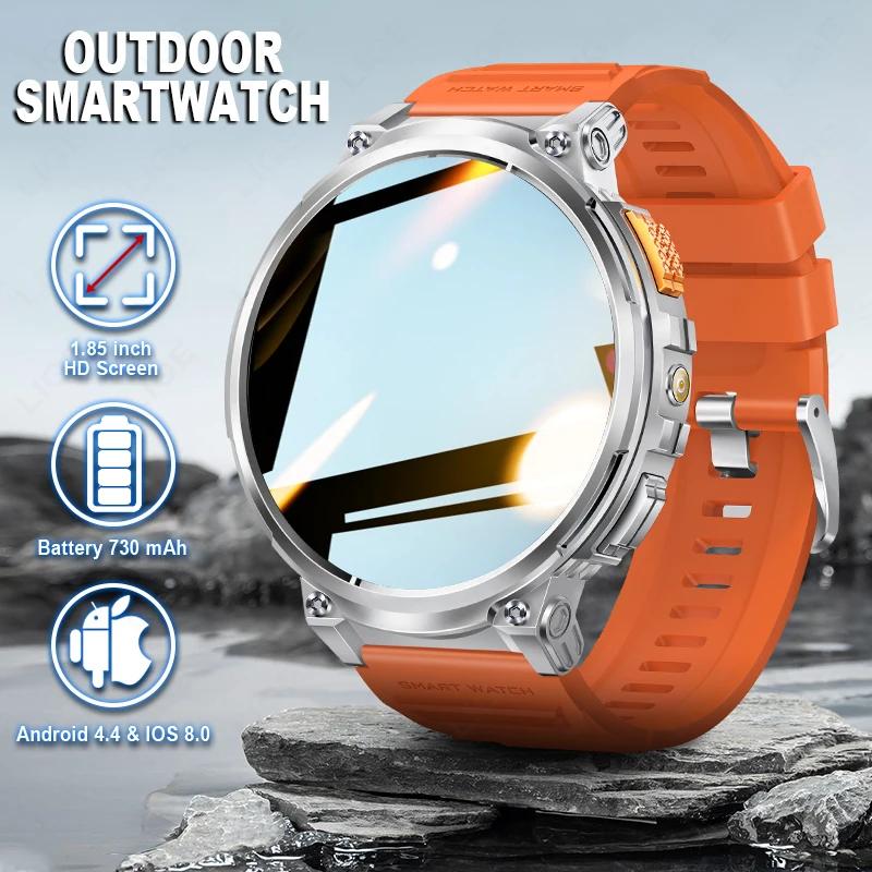 LIGE K66 montre intelligente hommes lampe de poche Bluetooth appel 1.85 pouces 128 mo de mémoire 730