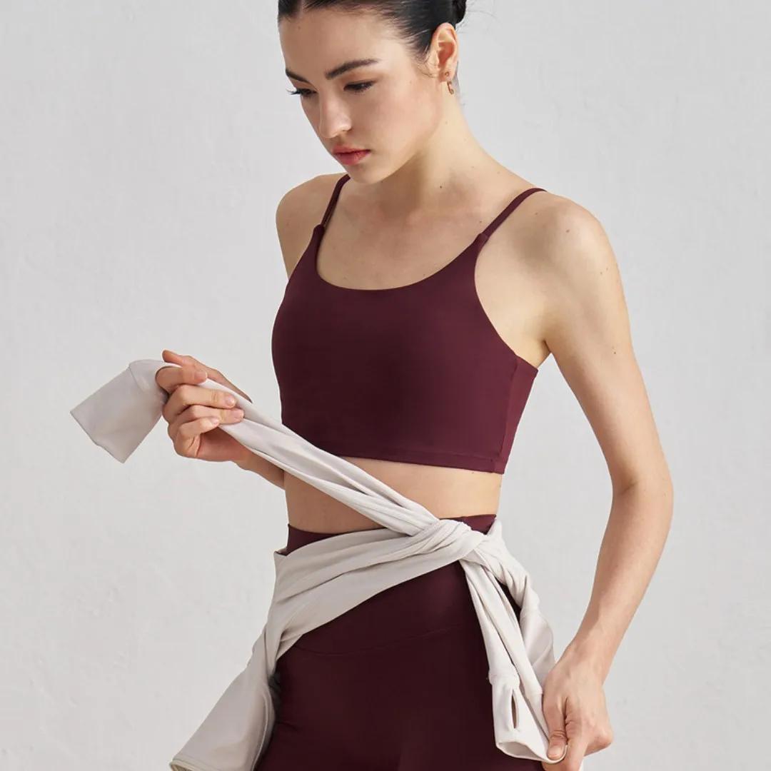 Soutien-gorge de sport pour femmes, couleur unie, Fitness, haut de gymnastique, Yoga, triangle, dos