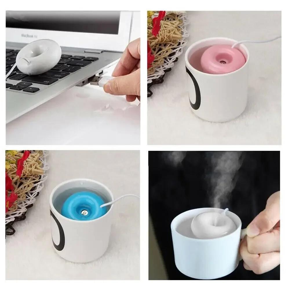 Mini humidificateur à ions négatifs Donut, purificateur d'air rond USB pour la maison, le bureau, di