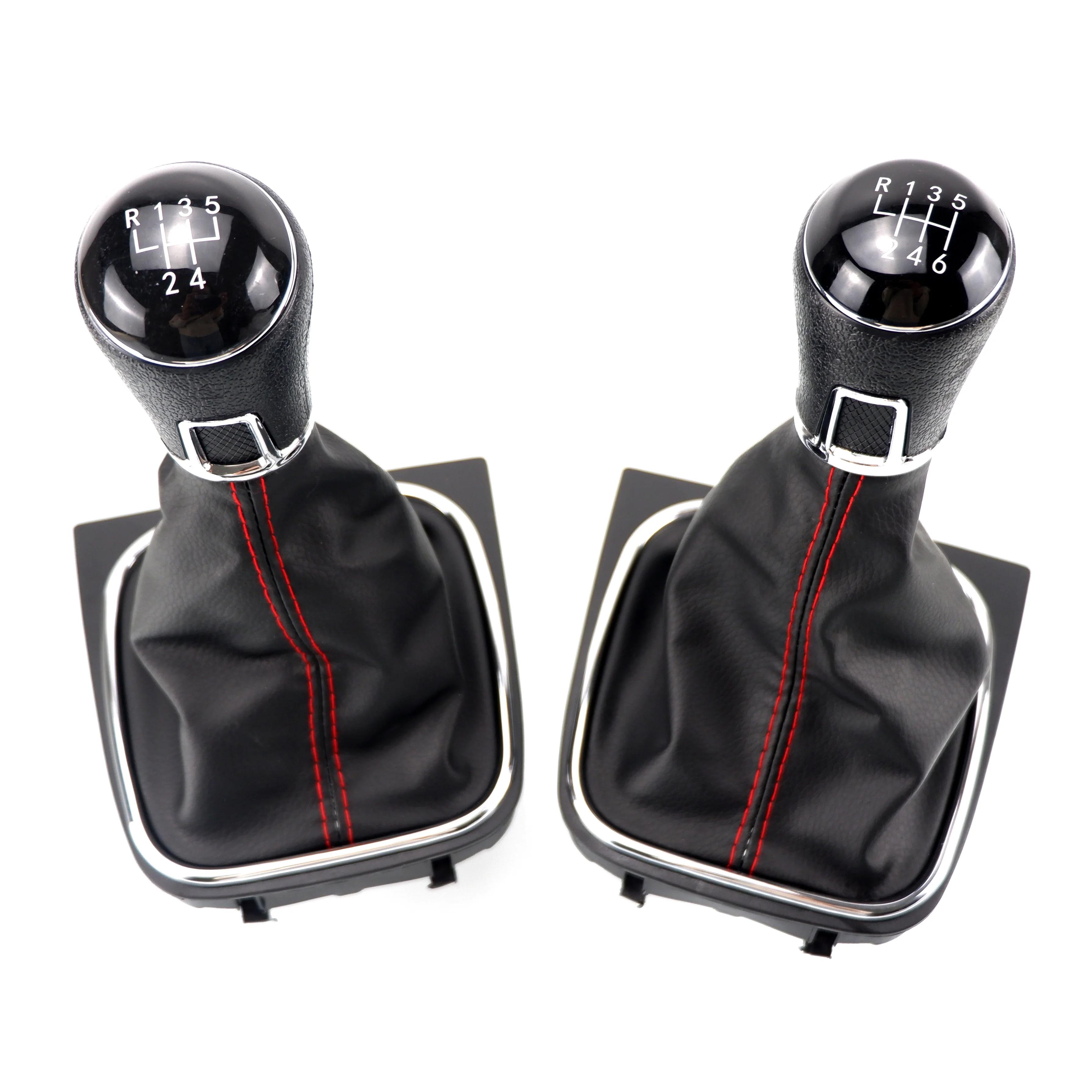 Pommeau de levier de vitesse 5/6 vitesses et Gaitor de démarrage, ensemble en cuir noir pour VW Golf