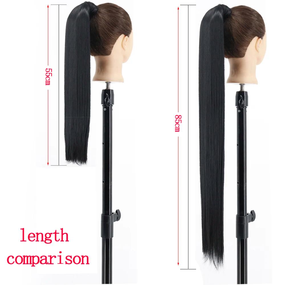LISI GIATV-Extensions Capillaires Synthétiques sulfet Lisses, Queue de Cheval Ronde, Postiche Noire