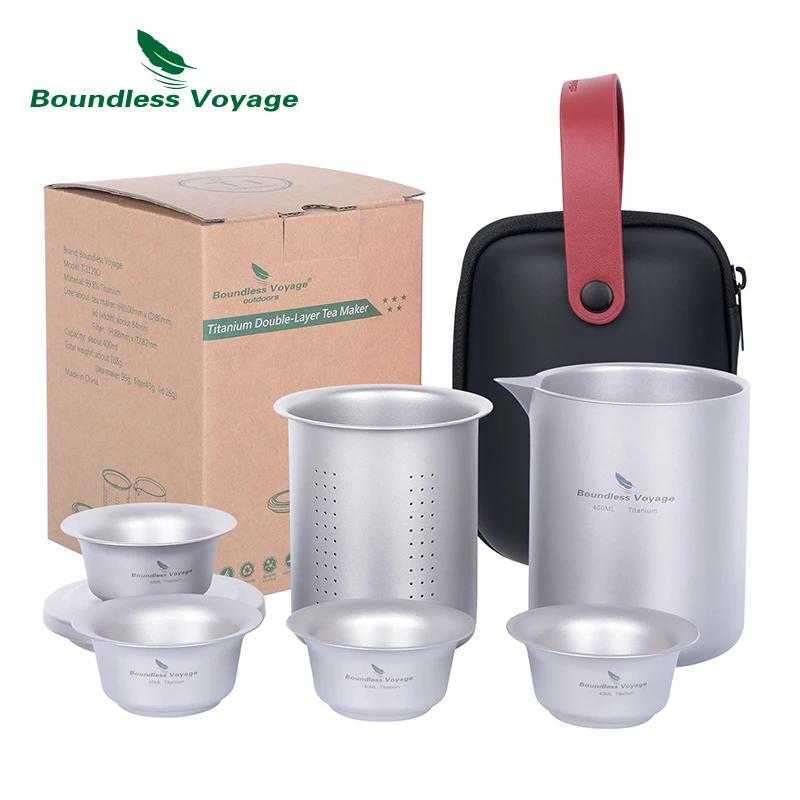 Boundless Voyage-Service à thé en titane à double paroi, théière légère avec filtre, camping en plei