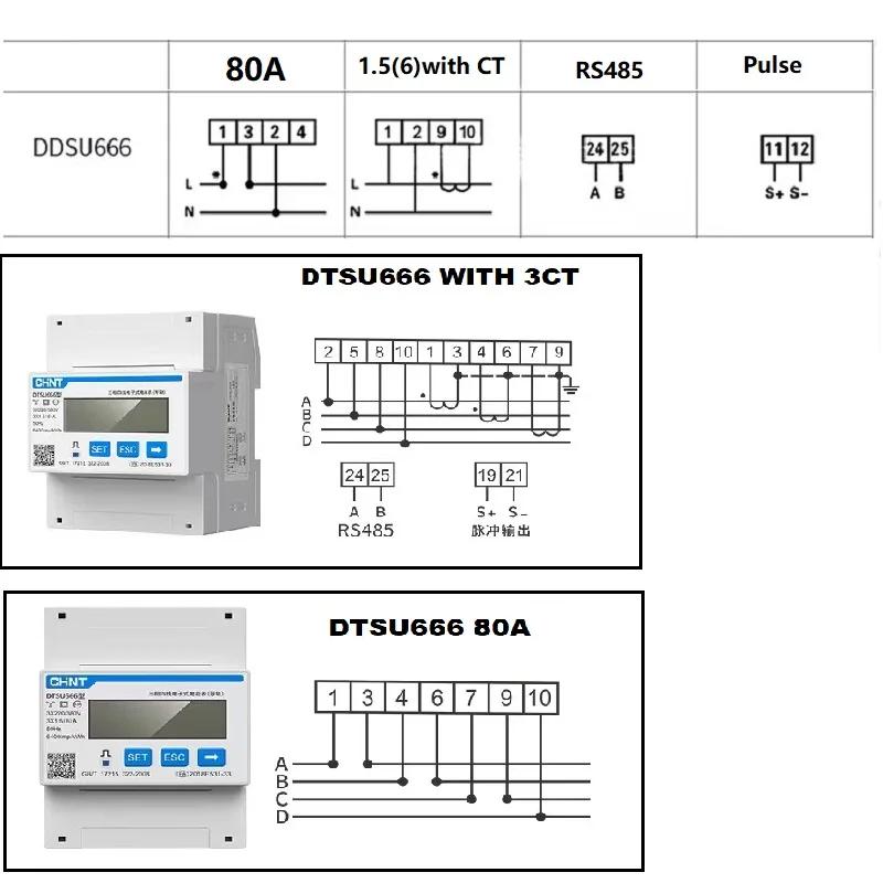 CHINT DDSU666 DTSU666 monophasé DIN Rail Modbus RS485 bidirectionnel puissance d'énergie intelligent