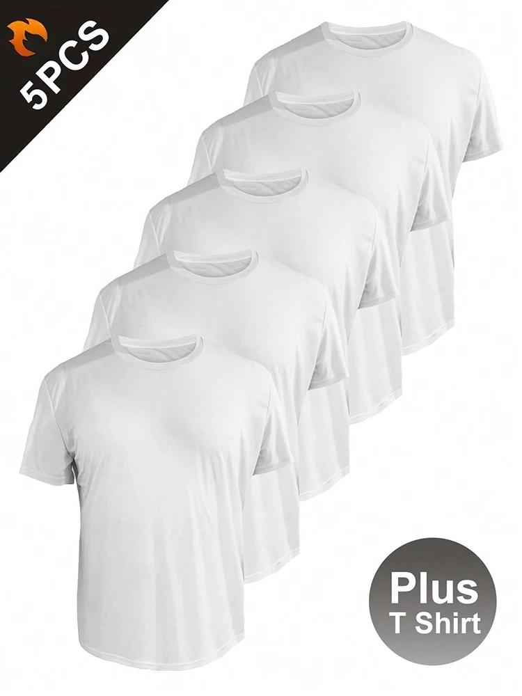 5 pièces Plus T-Shirt pour hommes grandes et grandes chemises hommes ultralégers séchage rapide Spor