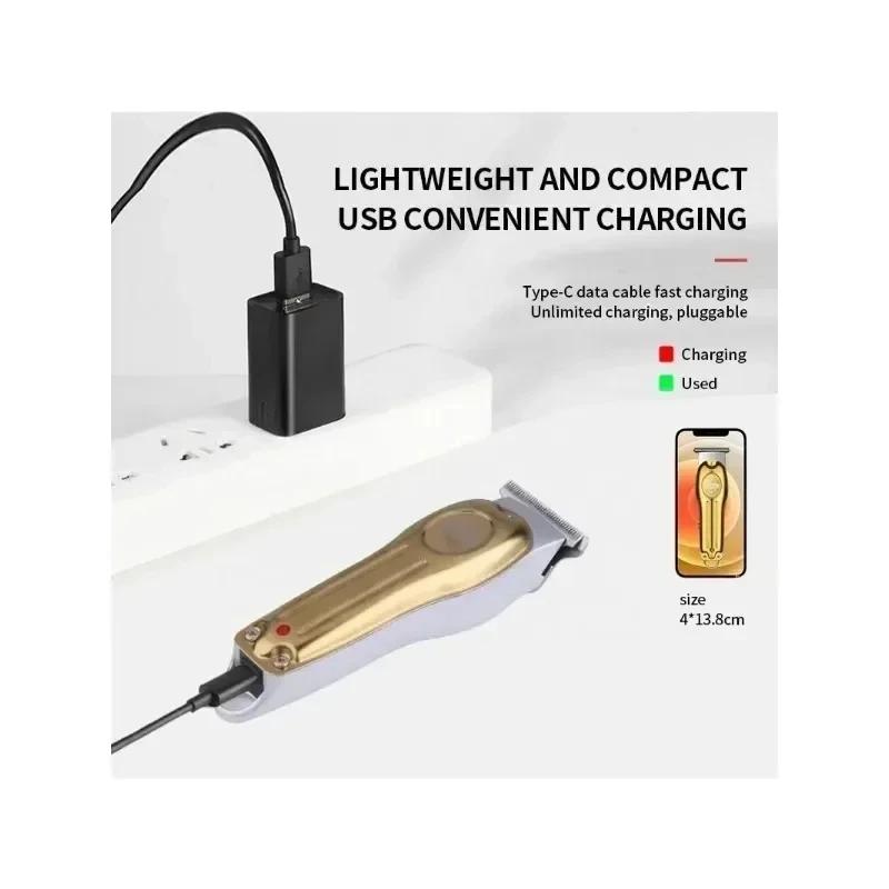 Tondeuse à cheveux électrique en gros or argent document Kemei KM-679 USB charge Mini LCD lumière ca
