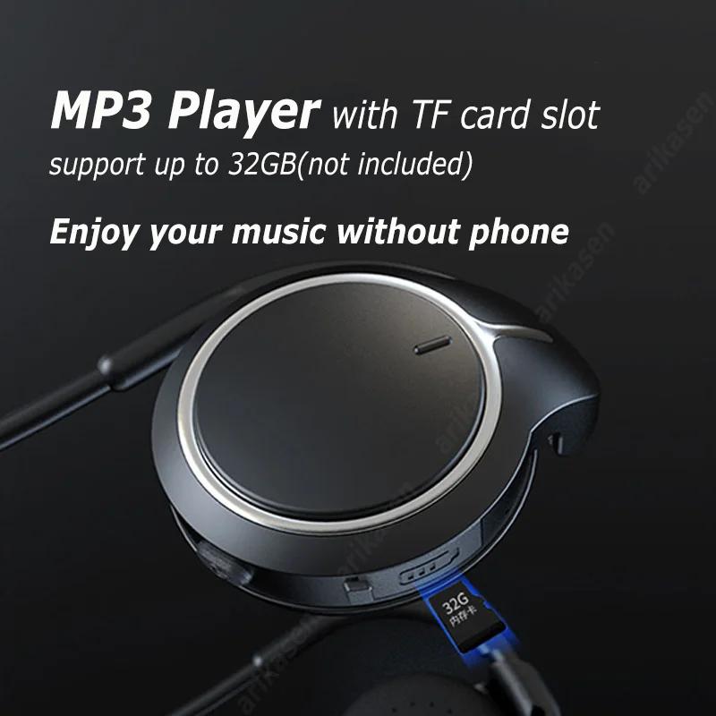 Écouteurs Bluetooth pour lecteur MP3 avec emplacement pour carte TF, sans fil, son HD sur l'oreille,