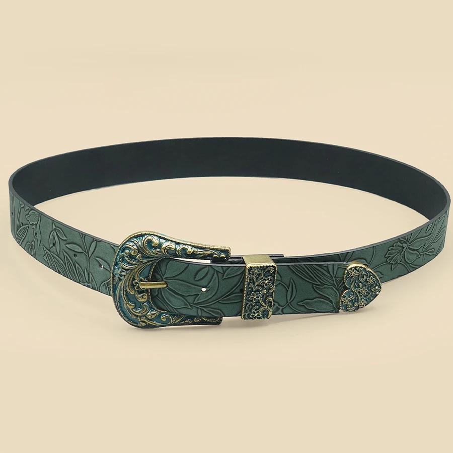 Ceinture sculptée avec impression de cuir chevelu pour femme, ceinture décontractée, polyvalent pour