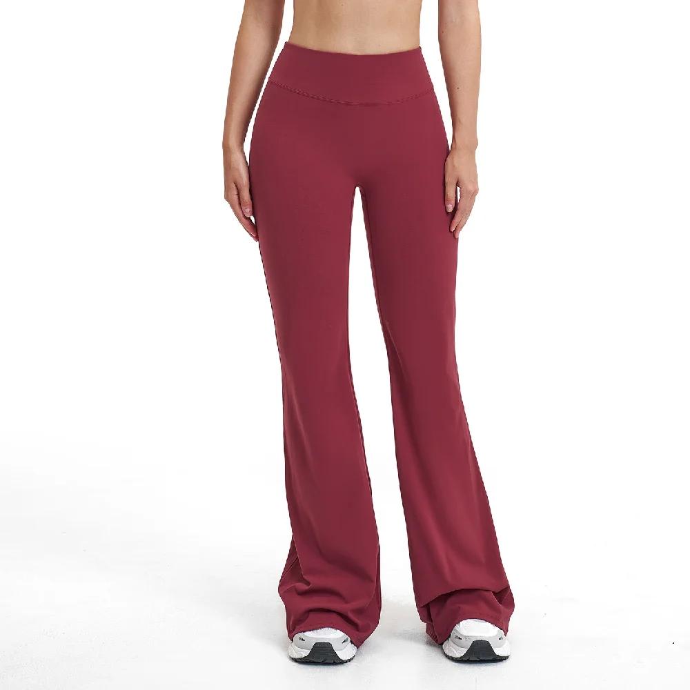 Pantalon de sport évasé pour femme, taille haute, jambe large, pour le yoga, la gym et le fitness