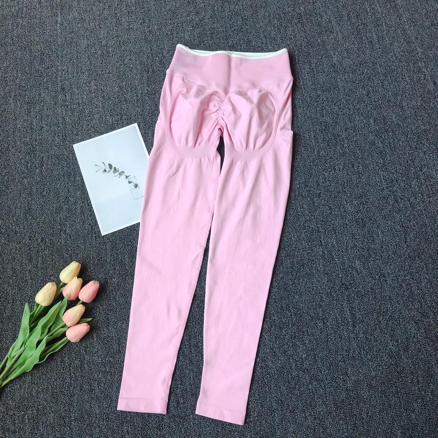 Leggings de Fitness pour femmes, taille haute, pantalons de Yoga sans couture, froissés, butin, pêch