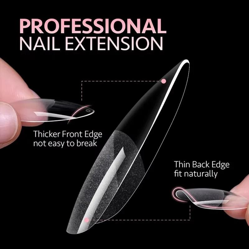 Ensemble de faux ongles ronds longs en forme d'amande de 120 pièces, pointes d'ongles en gel semi-ma