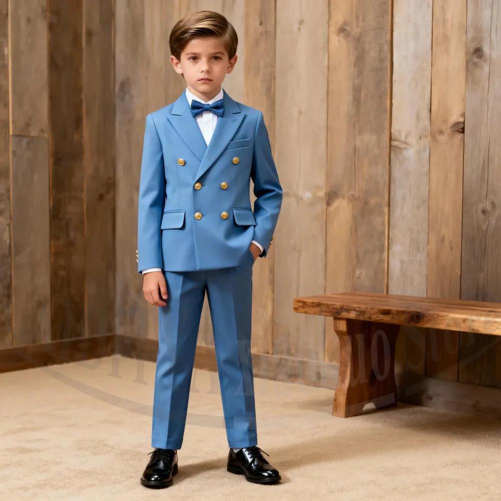 Costume Chic pour Garçons, Ensemble 2 Pièces Élégant à Double Boutonnage et Revers Pointus, Idéal po