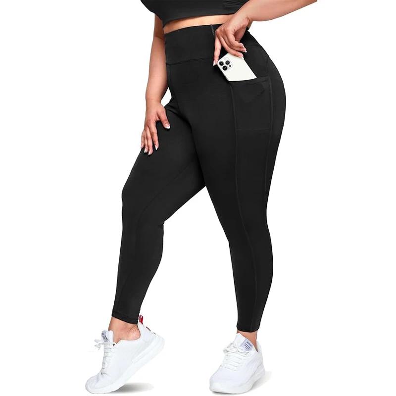 VITALINOVO Leggings grande taille avec poches pour femme taille haute contrôle du ventre pantalon de