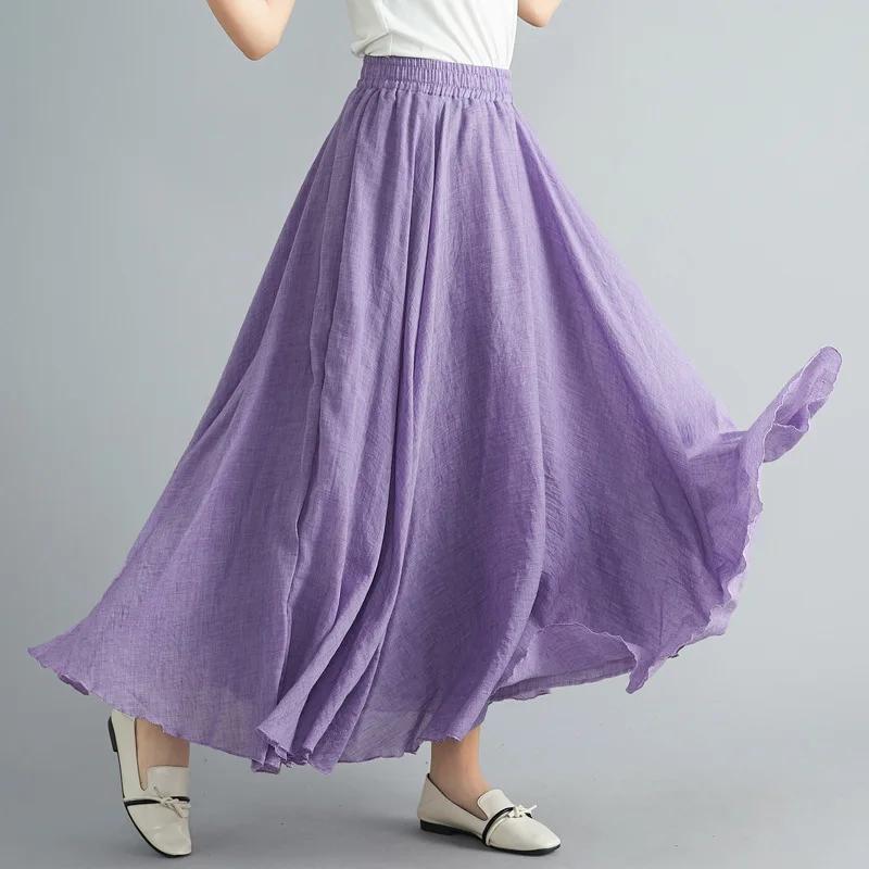 Robe littéraire en coton et lin pour fille Mori, 28 couleurs, taille élastique, jupe d'extension tra