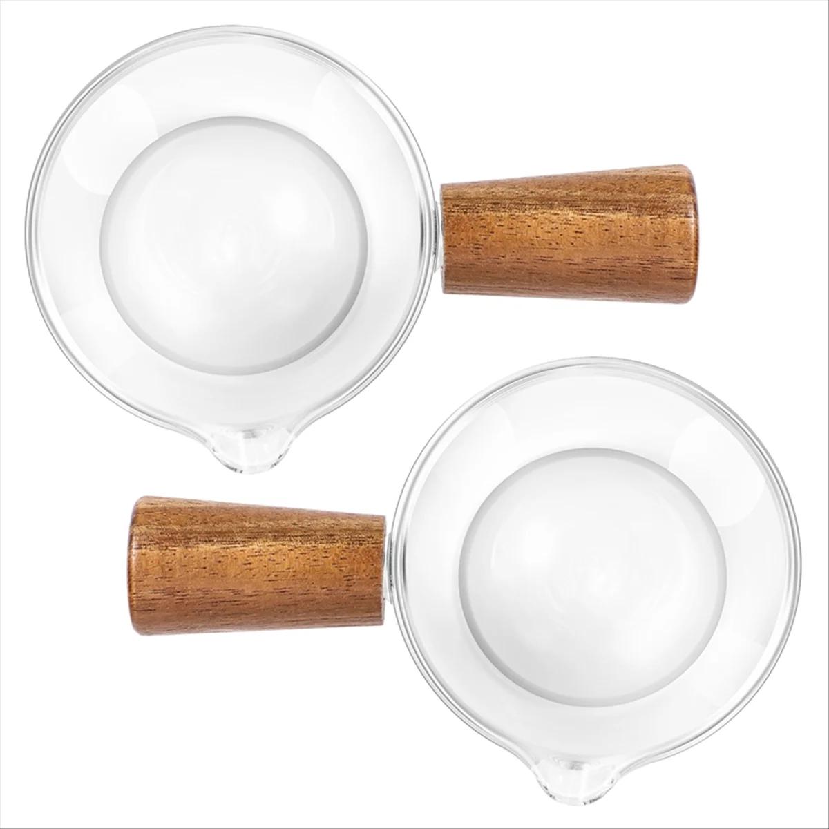 Crémier en verre transparent avec manche en bois, mini pichet à café et à lait, 2 pièces 50ml, conte