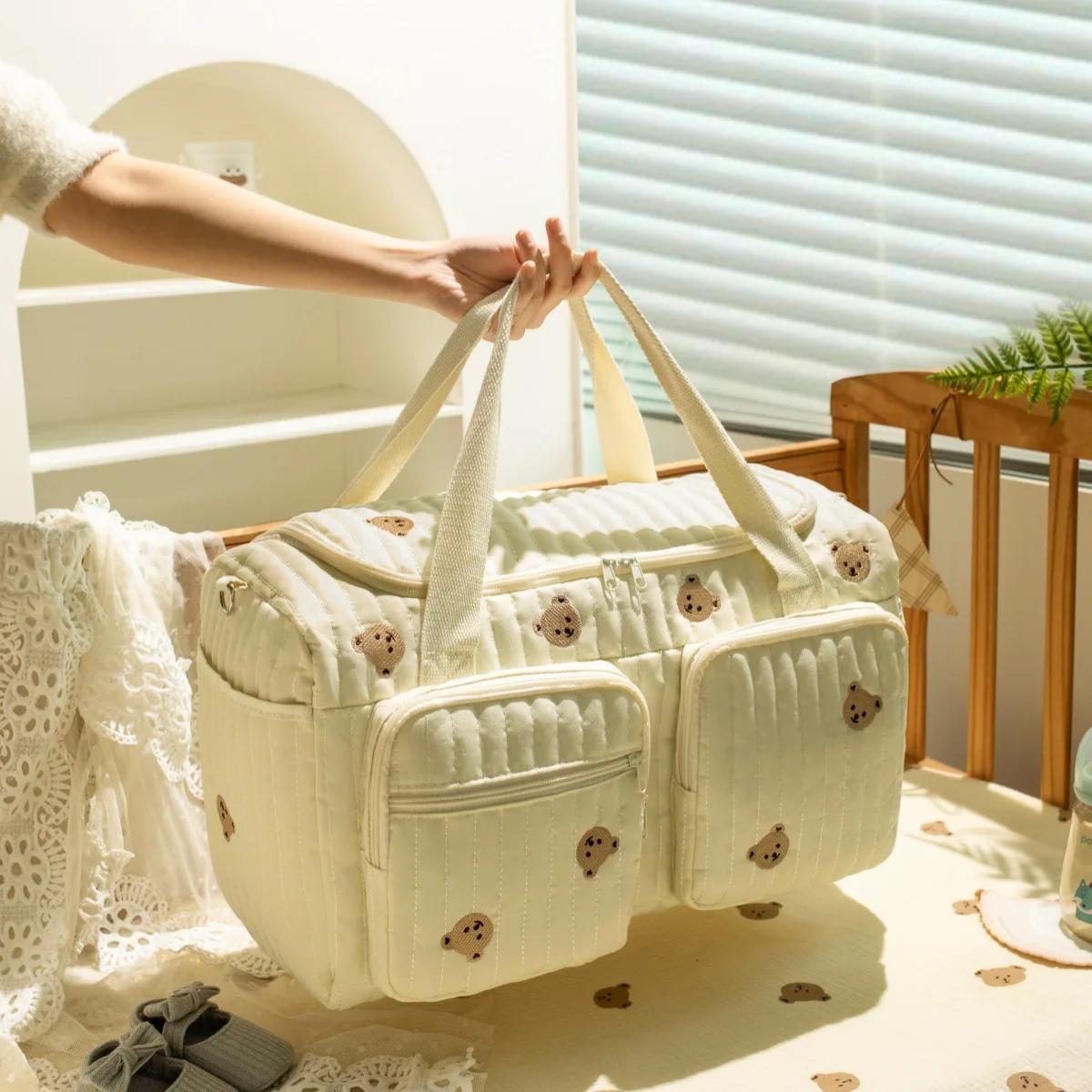 Sac à langer grande capacité pour femme, sac à bandoulière en coton pour bébé, sac de maternité pour