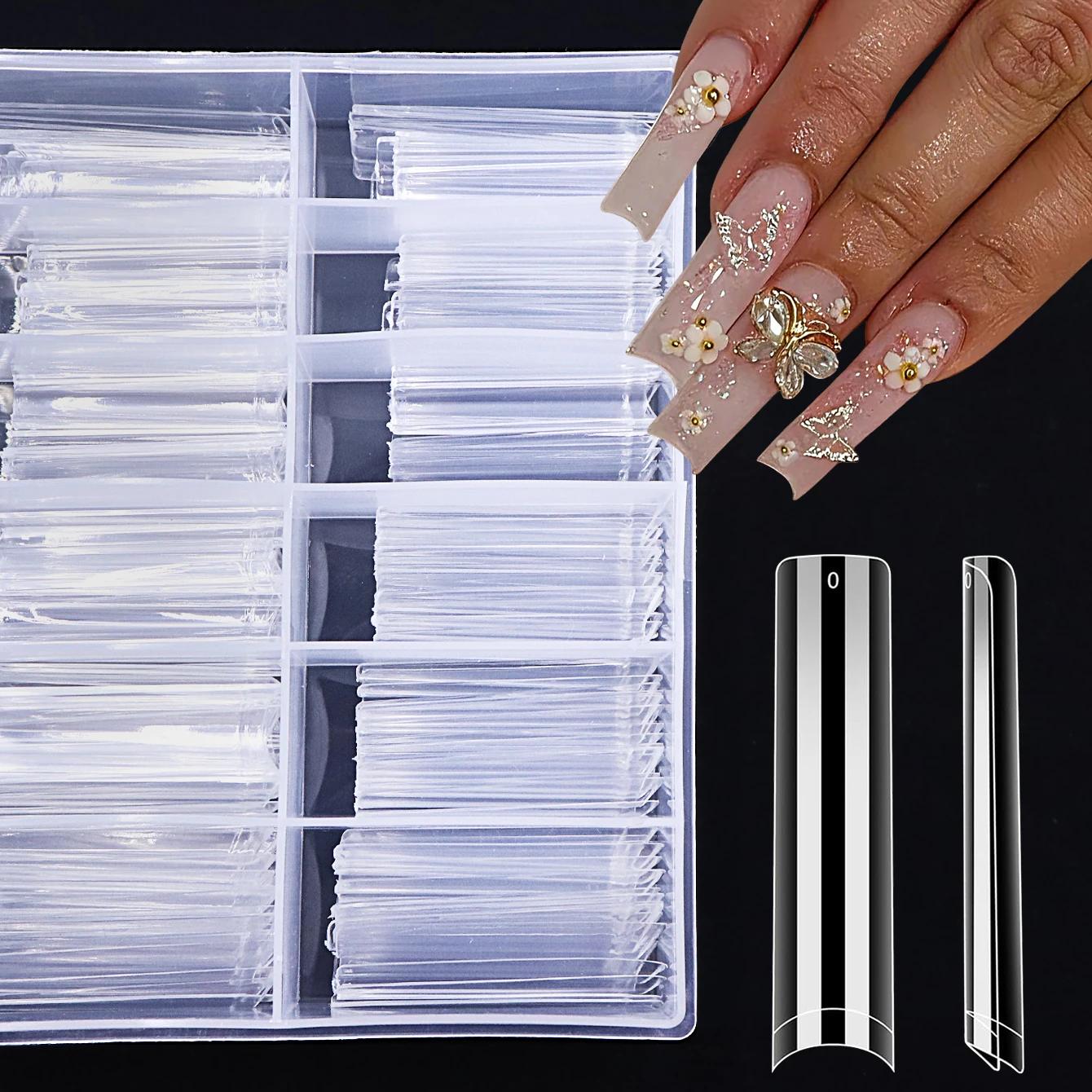 120 pièces bricolage Art d'ongles artificiels en acrylique réutilisables avec pointes d'ongles droit