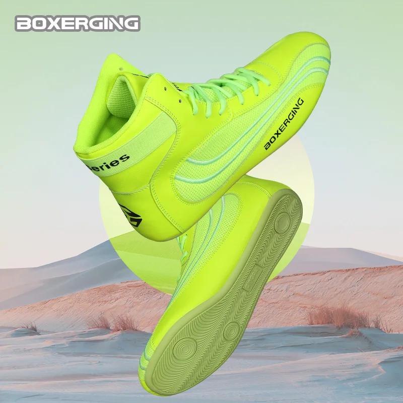 Chaussures de lutte boxe combat adultes Sanda - Bottes hautes Muay Thai entraînement fitness squats