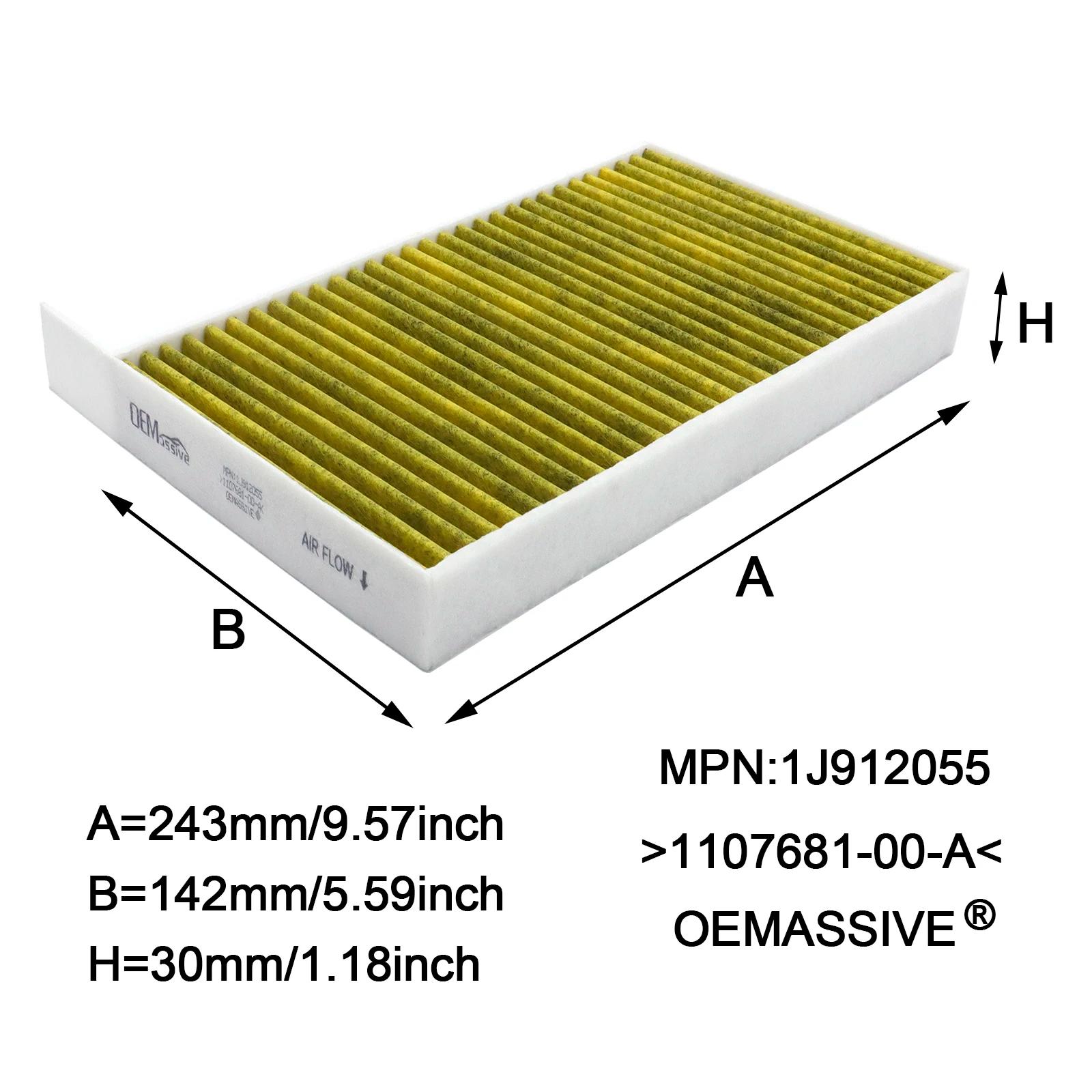 Filtre à Air d'habitacle à Pollen, 2 pièces, accessoires à charbon actif 1107681 -00-A pour Tesla mo
