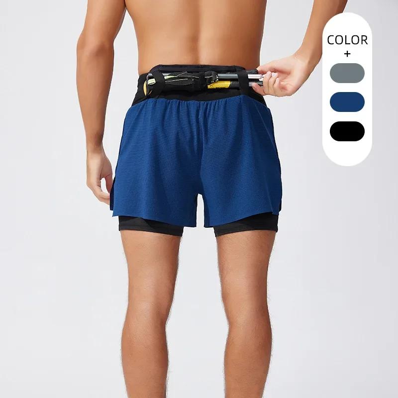 Short de course homme 2 en 1 Marathon Fitness court Gym homme basket-ball pantalon d'entraînement mu