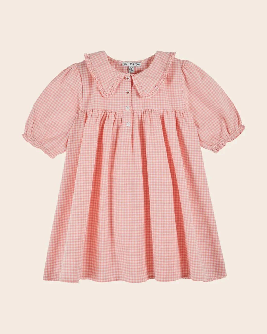 Robe en jean plissée pour fille, broderie florale, manches courtes, style princesse, collection été