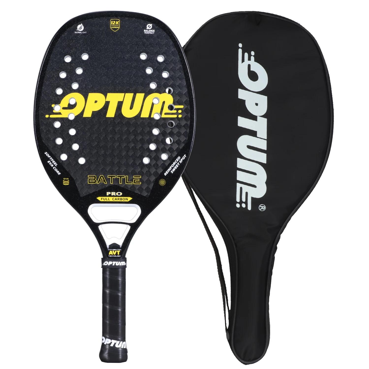 OPTUM BATTLE Raquette de tennis de plage à surface rugueuse en fibre de carbone 12K avec sac de couv