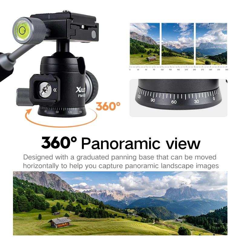 XILETU FM5C2 Mini trépied en métal Portable support de voyage léger avec poignée de tête à 360 degré
