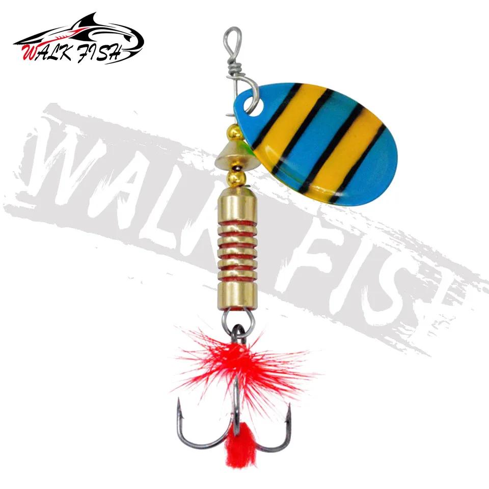 OBCK FISH-Leurre de pêche spinner avec triple hameçon et plume, appât dur wobJeff idéal pour bar, 6g