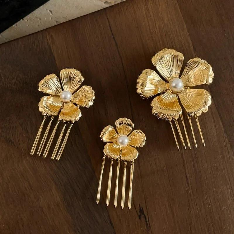 Peigne à cheveux de luxe en perles de Style français, pince à cheveux Noble de luxe, accessoire de c