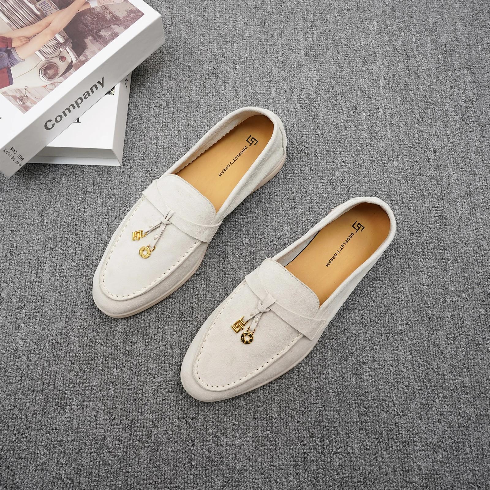 Chaussures décontractées de luxe à tête ronde pour femmes, surface en cachemire, chaussures de condu
